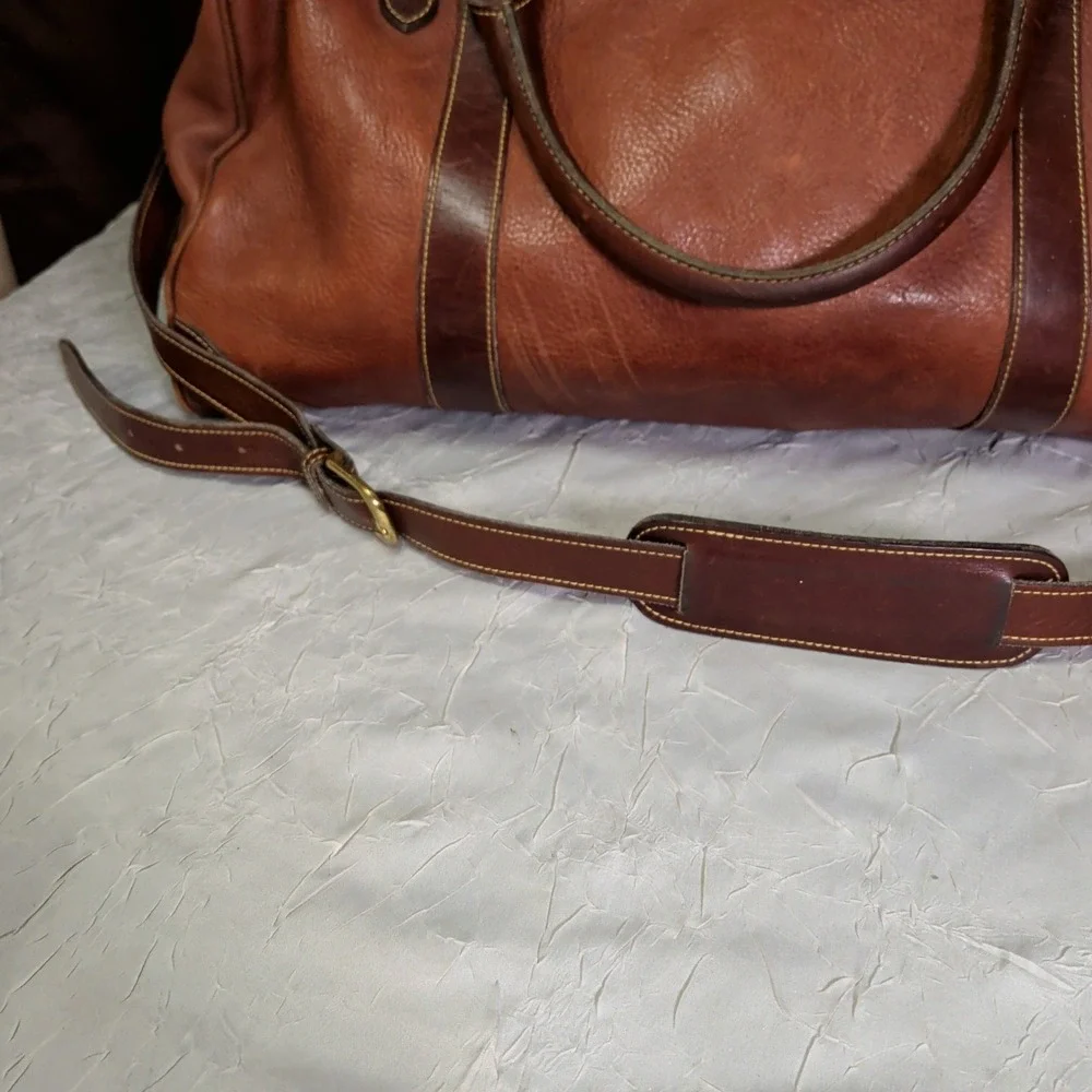 Cole Haan VINTAGE DARK Brown Leather Duffle Weekend Doctors Travel Bag Mens RARE